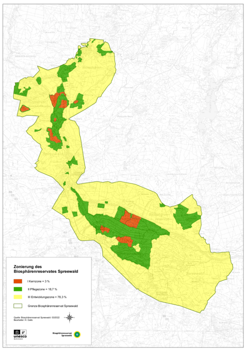 Karte: Zonierung im Biosphärenreservat Spreewald